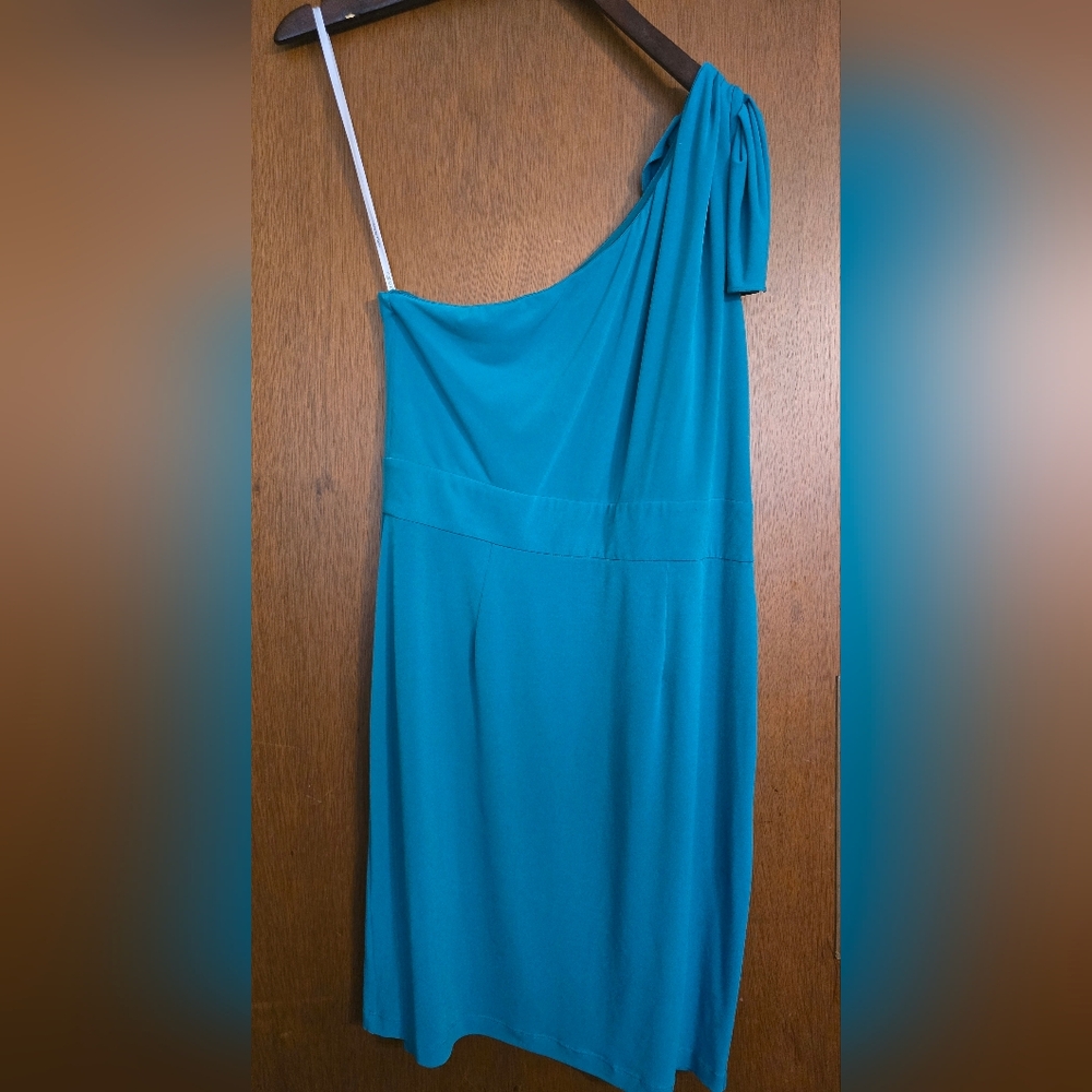 Calvin Klein Teal One-Shoulder Dress